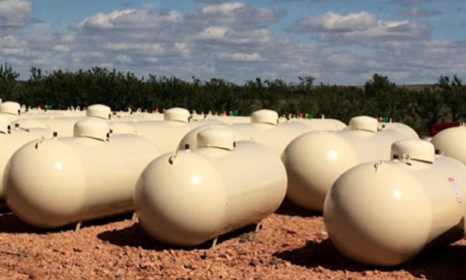 Rows of propane tanks ready for delivery